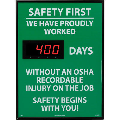 Digital Safety Scoreboard Sign - Safety First, We Have Proudly, OSHA ...