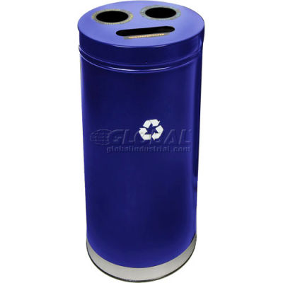 3-In-1 Steel Recycling Container Blue 15"Dia X 32"H - 15RTBL