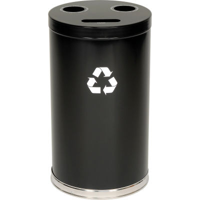 3-In-1 Steel Recycling Container Black 18"Dia X 33"H - 18RTBK