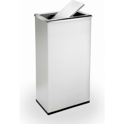 Stainless Steel Waste Container, 13-1/2 Gallon, Rectangular Swivel Lid - 780829