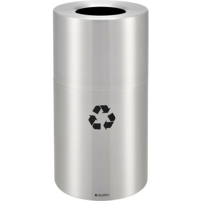 Global Industrial™ Aluminum Round Open Top Recycling Can, 35 Gallon, Satin Clear