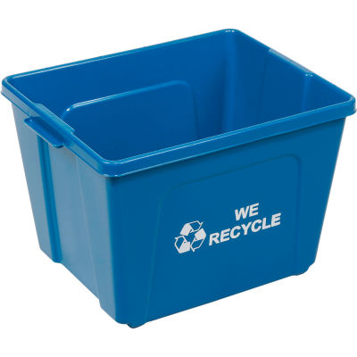 Global Industrial™ Curbside Recycling Bin, 14 Gallon, Blue