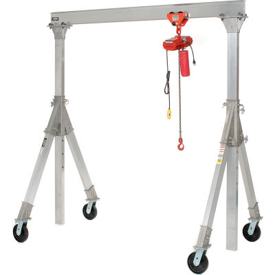 Aluminum Gantry Crane AHA-15-12-10-PNU Adj. Ht. Pneumatic Casters 1500 Lb