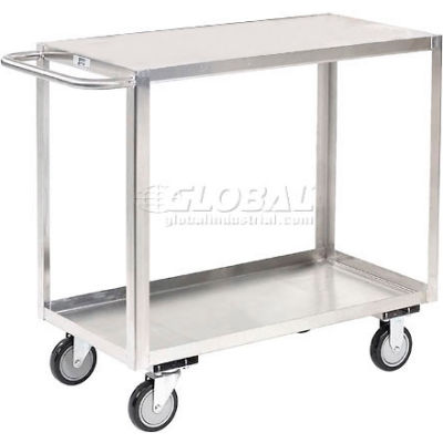 Stainless Steel Stock Cart 2 Shelves Flush Top Shelf 36x24