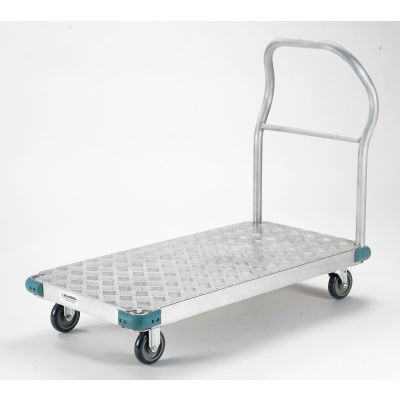 Global Industrial Aluminum Diamond Deck Platform Truck 48x30 1000 Lb. Cap. 5" Poly Casters