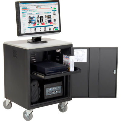 Global Industrial & #174; Black Security Audio Visual Cart 500 Lb. Capacity