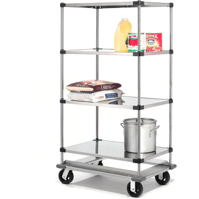 Nexel® Stainless Steel Shelf Truck w/Dolly Base, 1600 lb. Capacity, 48"L x 24"W x 93"H
