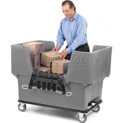 Dandux Gray Easy Access 18 Bushel Plastic Mail & Box Truck 51166718A-5S with Cargo Net
