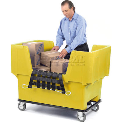 Dandux Yellow Easy Access 18 Bushel Plastic Mail & Box Truck 51166718Y-5S with Cargo Net