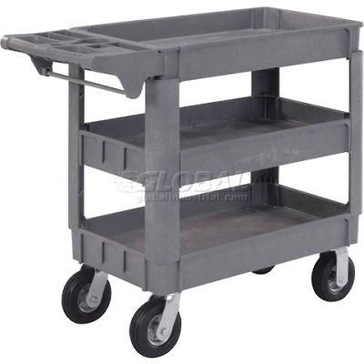 Global Industrial™ Utility Cart w/3 Shelves & 6" Casters, 500 lb. Capacity, 40"L x 17"W x 35"H