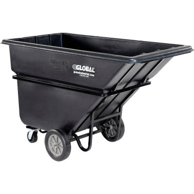Global Industrial Extra Heavy Duty Plastic Tilt Truck, 1 Cu. Yd. Cap, 2100 Lbs. Cap, Black