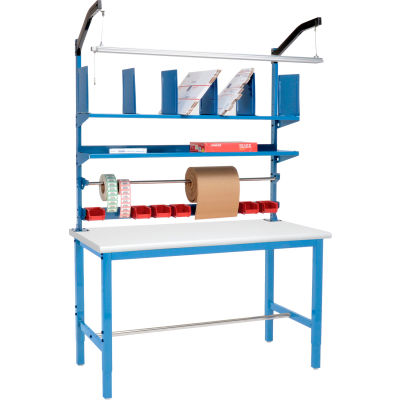 Global Industrial Packing Workbench ESD Safety Edge - 72 x 30 with Riser Kit