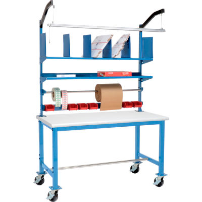 Global Industrial Mobile Packing Workbench ESD Safety Edge - 60 x 30 with Riser Kit