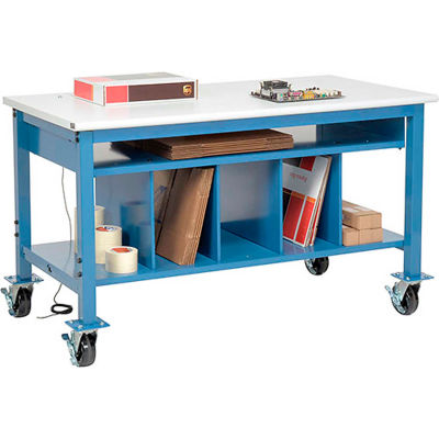 Global Industrial Mobile Packing Workbench ESD Safety Edge - 72 x 30 with Lower Shelf Kit