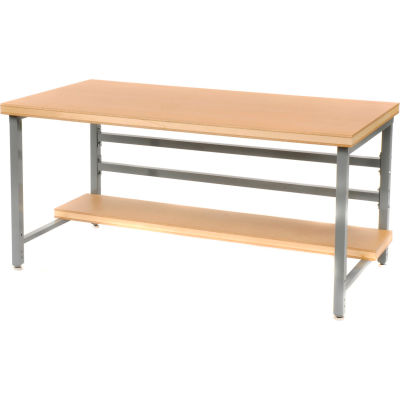 Stationary 60" X 30" Shop Top Square Edge Workbench - Gray