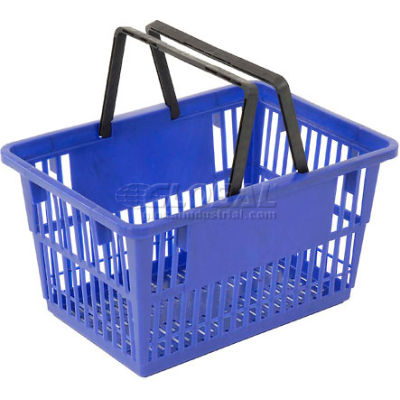 Good L ® Standard Plastic Shopping Basket with Plastic Handle 20 Liter 17"L x 12"W x 9"H Blue - Pkg Qty 12