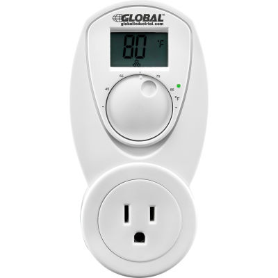 Global Industrial® Plug In Thermostat Control For Heat 120V, Analog 40-95°F