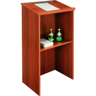 Interion® Stand-Up Podium / Lectern, 23"W X 15-3 / 4"D X 45-7 / 8"H, Mahogany