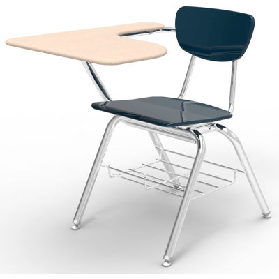 Virco® 3700br Martest Chair Desk - Curve Top, Navy Seat /Sandstone Top - Pkg Qty 2