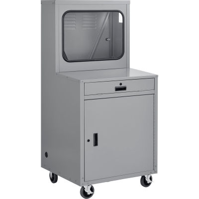Global Industrial™ Deluxe LCD Industrial Computer Cabinet, Dark Gray, Assembled