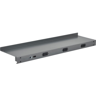 Global Industrial Steel Upper Shelf W/ 3 Duplex Outlets, 48"W x 12"D, Gray