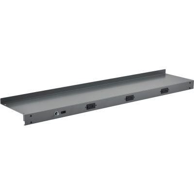 Global Industrial Steel Upper Shelf W/ 3 Duplex Outlets, 60"W x 12"D, Gray