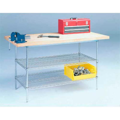 Global Industrial Wire Stationary Workbench w/ Laminate Square Edge Top, 72"W x 30"D, Gray
