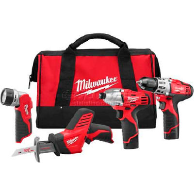 Milwaukee 2498-24 M12 Cordless 4-Tool Combo Kit