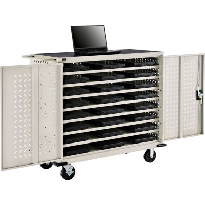 Global Industrial Mobile Charging Cart for 24 Chromebooks & Tablets, Putty, Assembled