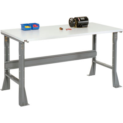 Global Industrial Flared Leg Workbench w/ ESD Square Edge Top, 72"W x 36"D, Gray