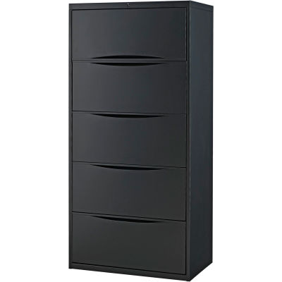 Interion® 30" Premium Lateral File Cabinet 5 Drawer Black