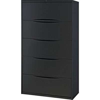 Interion® 36" Premium Lateral File Cabinet 5 Drawer Black