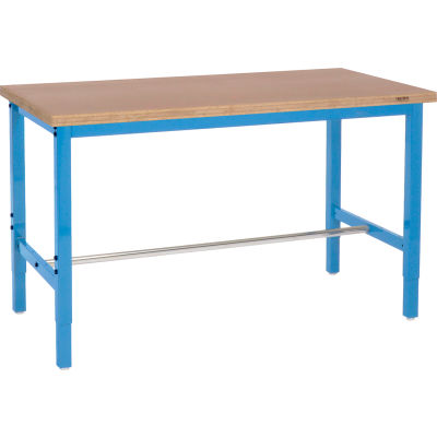 Global Industrial 60x30 Adjustable Height Workbench Square Tube Leg, Shop Top Square Edge Blue