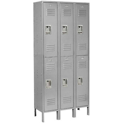 Global Industrial Infinity® Double Tier 6 Door Locker, 12"Wx12"Dx36"H, Gray, Unassembled