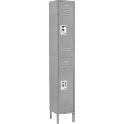 Global Industrial Infinity® Double Tier 2 Door Locker, 12"Wx18"Dx36"H, Gray, Unassembled