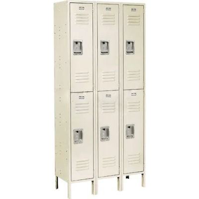 Global Industrial Infinity® Double Tier 6 Door Locker, 12"Wx15"Dx36"H, Tan, Unassembled