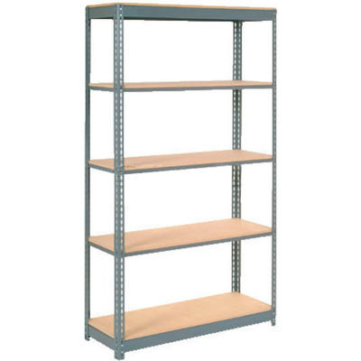 Global Industrial™ Heavy Duty Shelving 48"W x 18"D x 96"H With 5 Shelves - Wood Deck - Gray