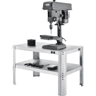 Global Industrial Adjustable Height Shop Stand, 16 Ga. 430 Stainless Steel, 36"Wx24"Dx18-24"H
