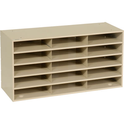 15 Compartment Steel Literature Sorter - 18"H Tan