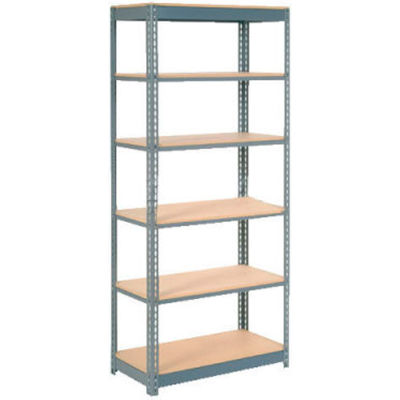 Global Industrial™ Heavy Duty Shelving 36"W x 12"D x 60"H With 6 Shelves - Wood Deck - Gray