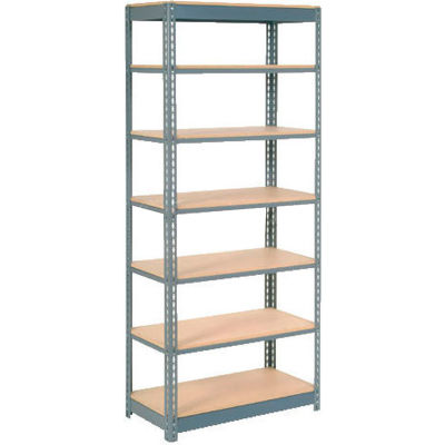 Global Industrial™ Heavy Duty Shelving 36"W x 18"D x 96"H With 7 Shelves - Wood Deck - Gray