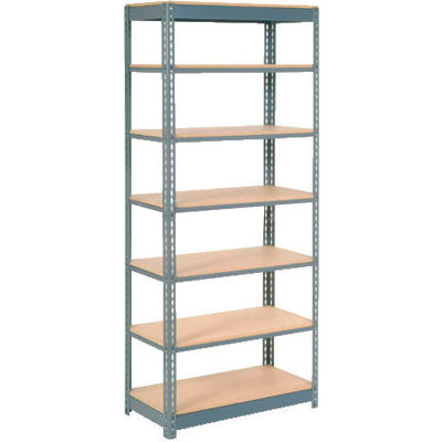Global Industrial™ Heavy Duty Shelving 36"W x 24"D x 84"H With 7 Shelves - Wood Deck - Gray