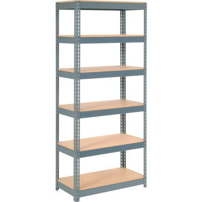Global Industrial Extra Heavy-Duty Wood Deck Shelving, 6 Shelves, 36"W x 12"D x 84"H