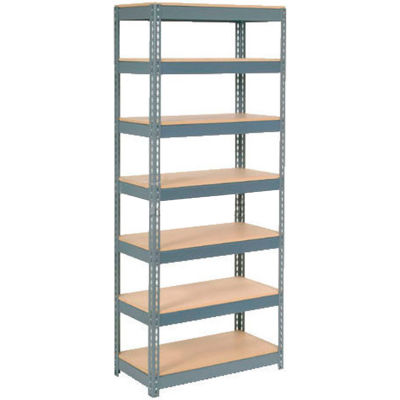 Global Industrial™ Extra Heavy Duty Shelving 36"W x 18"D x 84"H With 7 Shelves, Wood Deck, Gry