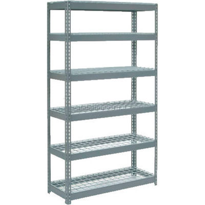 Global Industrial™ Extra Heavy Duty Shelving 48"W x 12"D x 60"H With 6 Shelves, Wire Deck, Gry