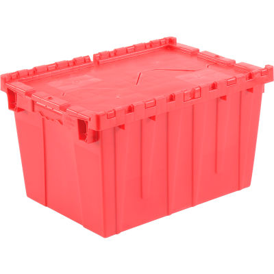 Global Industrial™ Hinged Lid Plastic Shipping & Storage Tote, Red, 21-7/8"x 15-1/4"x 12-7/8"