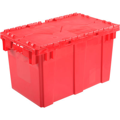shipping lid storage bins plastic container containers attached industrial global totes globalindustrial distribution