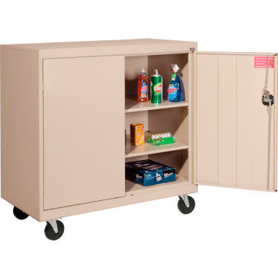 Sandusky Mobile Work Height Storage Cabinet TA2R462442 Double Door - 46x24x48, Sand