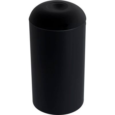 Rubbermaid® Steel Round Open Top Trash Can W/Galvanized Liner, 15 Gallon, High Gloss Black