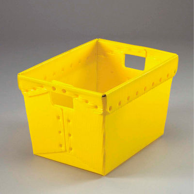 Global Industrial™ Corrugated Plastic Totes - Postal Nesting- No Lid 18-1/2x13-1/4x12 Yellow